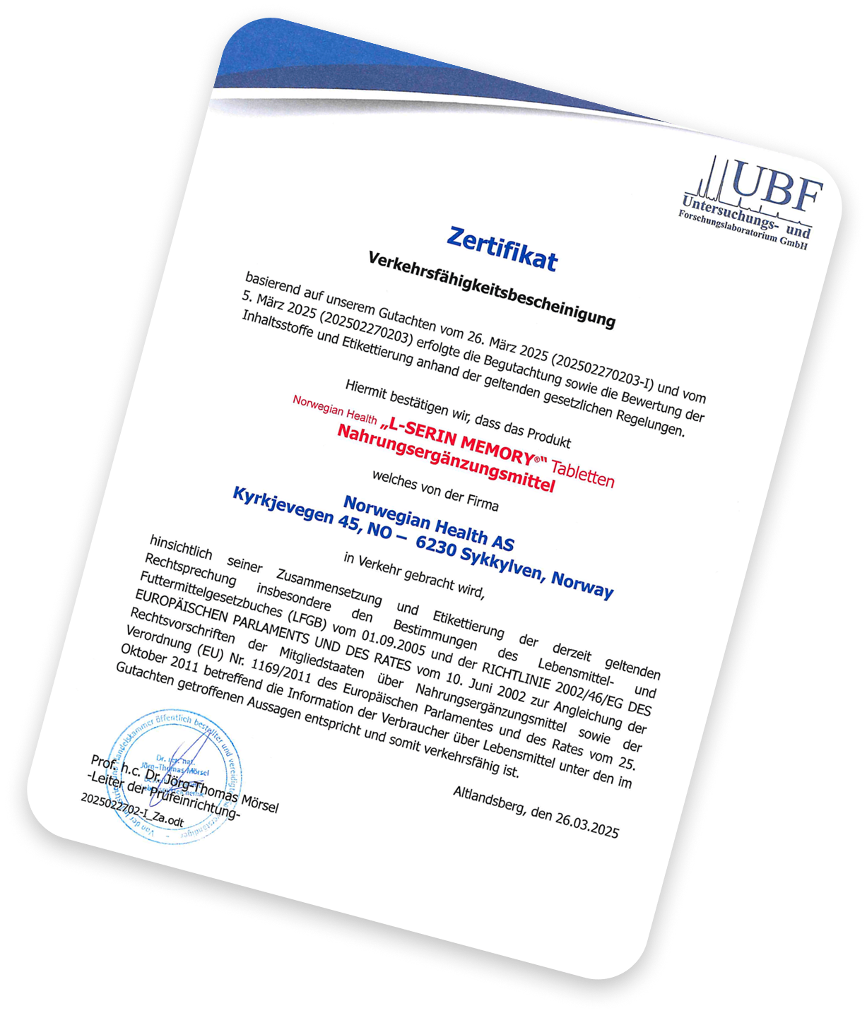 UBF certificate